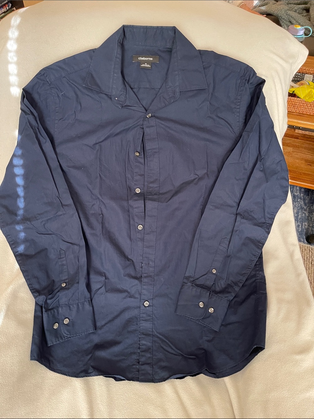 Claiborne Men's Dark Navy Button-Up Shirt Jacket medium
